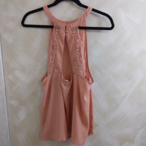 1X Keyhole back Tank Top Lace Trim Peach Salmon - Picture 3 of 6